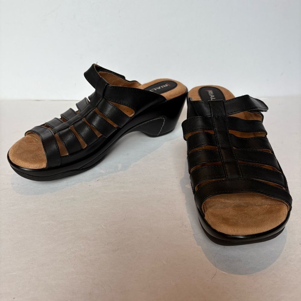 Rialto Women's Black Heeled Sandals Strappy Size 9 1/2M Valencia Look New!